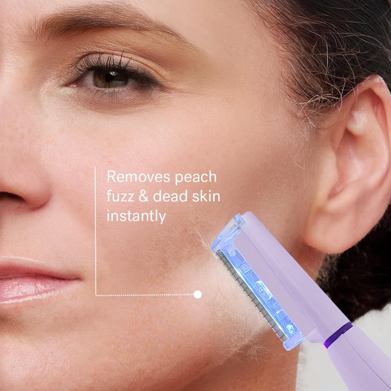 Michael Todd Beauty Sonicsmooth Pro+ Dermaplane Razor for Women Face + Eyebrow Trimmer Dermaplaning System w/LED Light Peach Fuzz Remover -16 Dermaplaning Blades & 2 Microsmooth Exfoliation Tips - Image 3